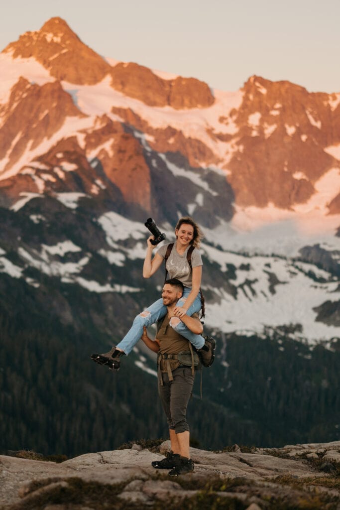 A portrait of an elopement photography team.