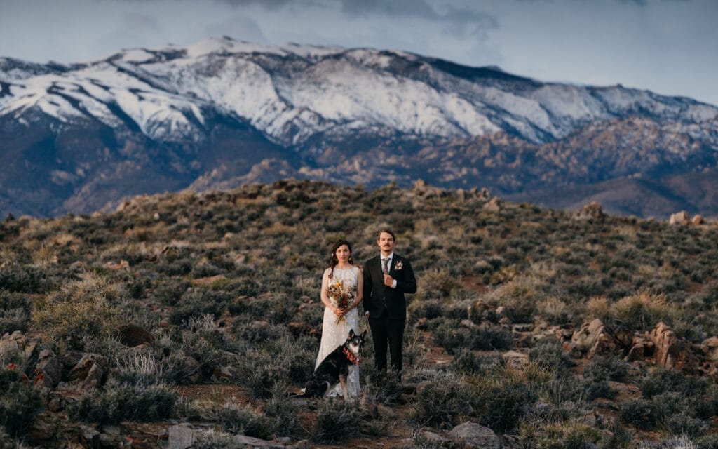 The couple immolates a classic painting for a pose in the mountains.
