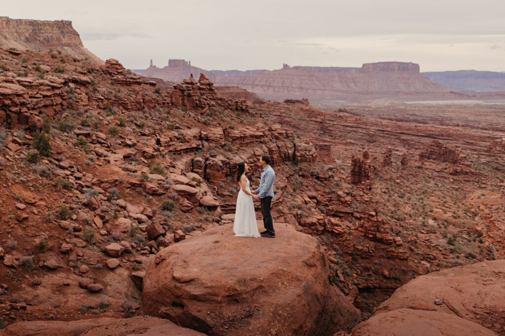 The couple shares their vows privately surrounded by Moab's features.