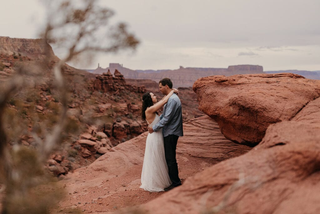 The couple shares their first dance.