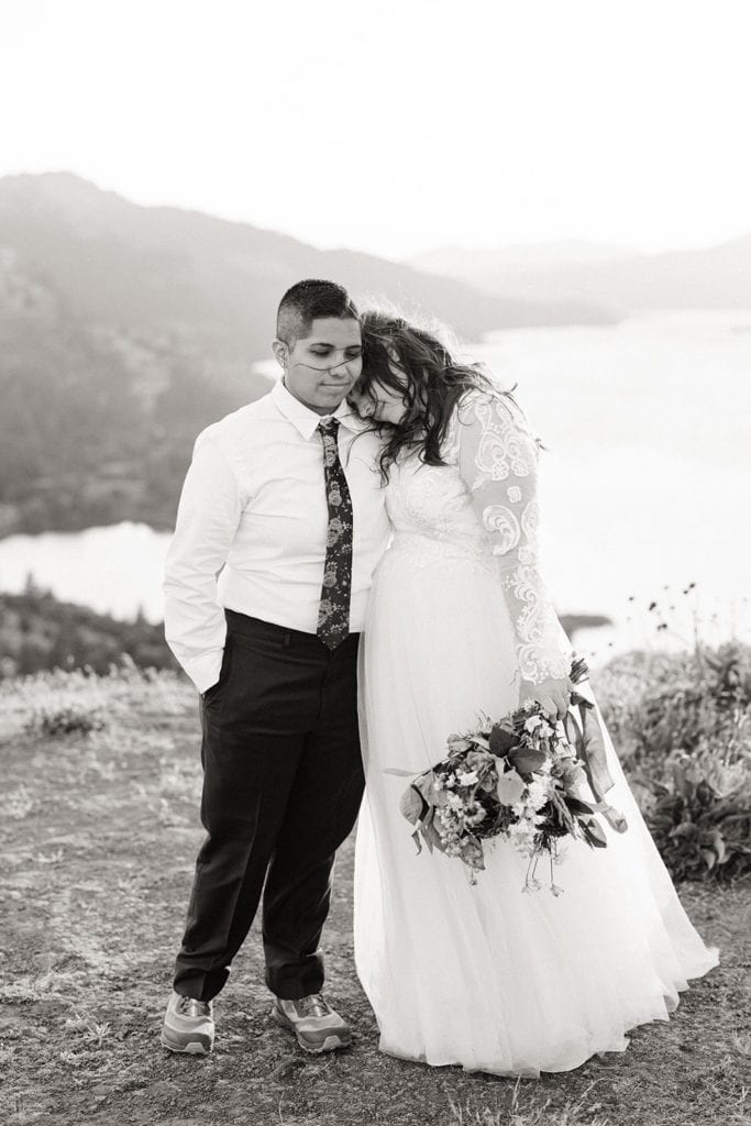A sweet moment between the two brides after they officially became married. 