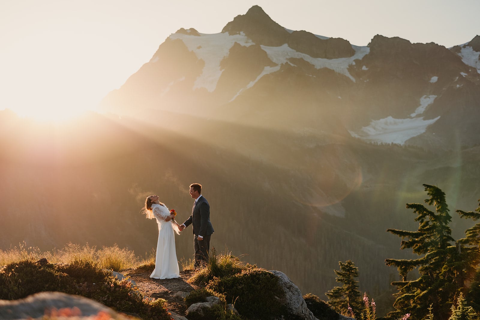The couple watches their breathe in the morning light.