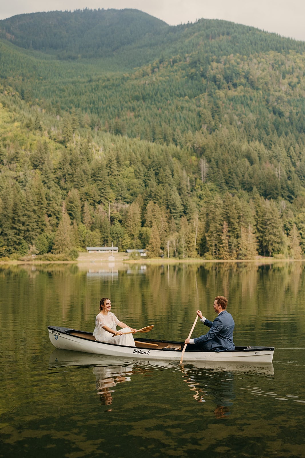 A view of the campground asa the couple canoes.