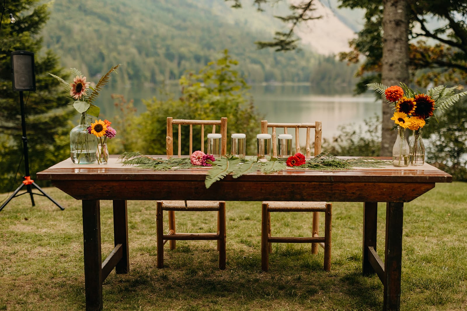 The sweatheart table for the couple at the reception.