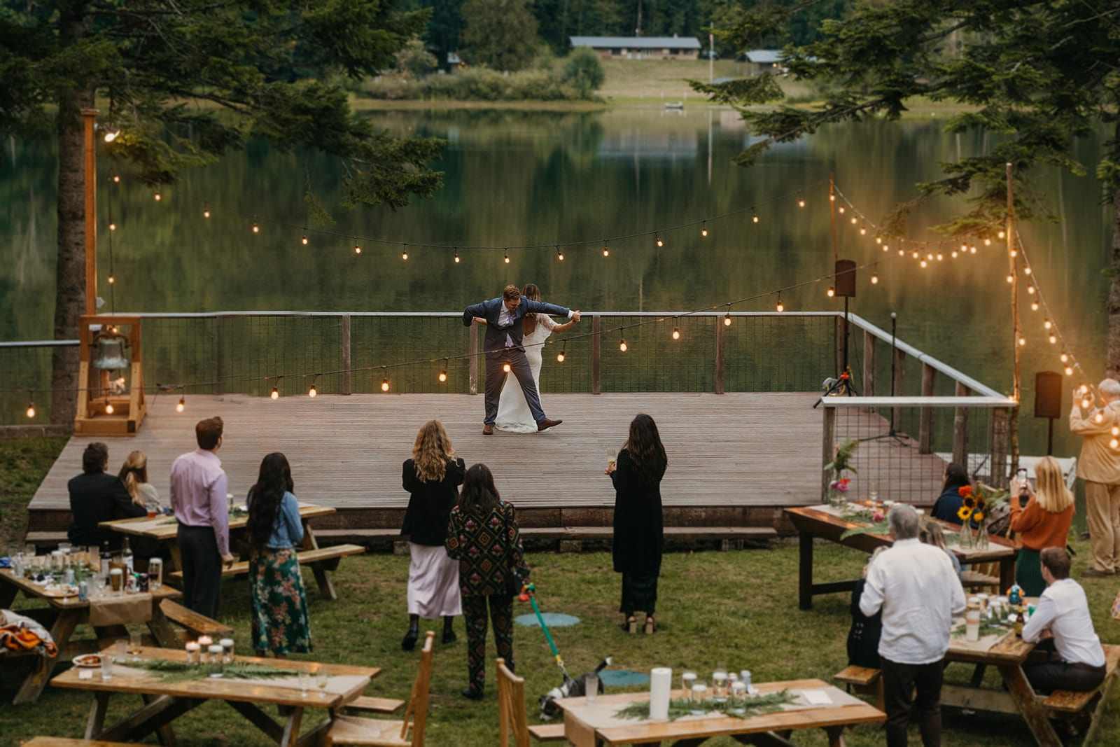 The couple shares their first dance.