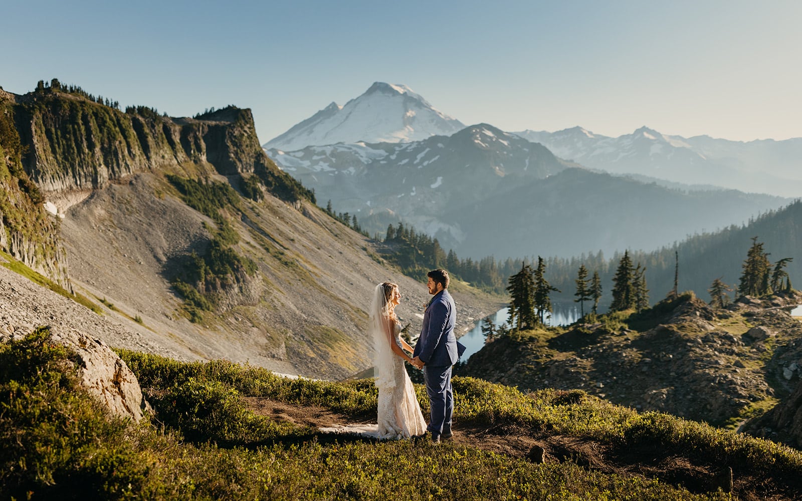 The couple shares vows together.