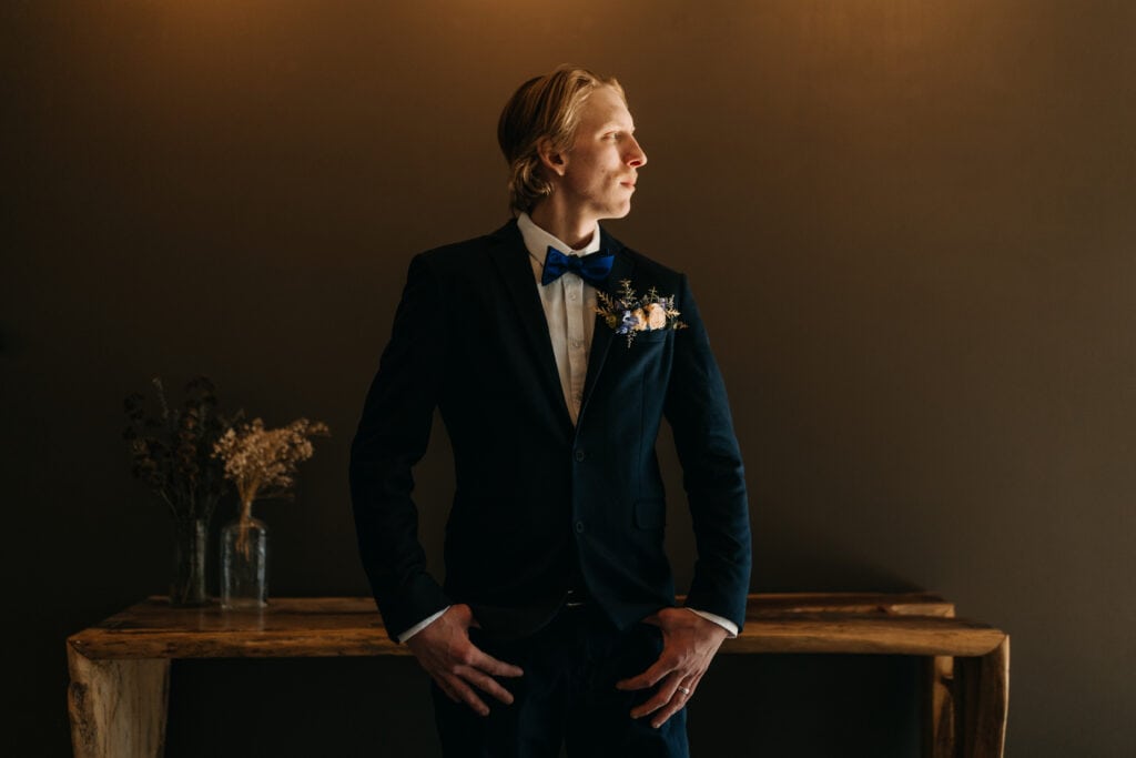 A portrait of the groom.