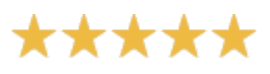 Five golden stars indicating a review.